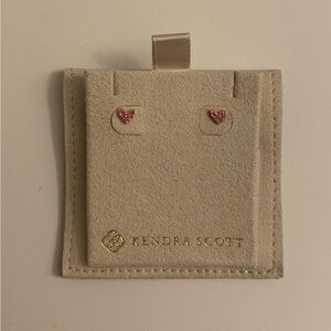 Kendra Scott 14k Solid Rose Gold Pink Sapphire Heart Stud Earrings